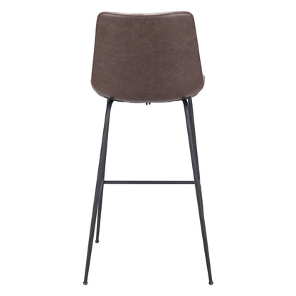 31" Brown and Black Steel Low Back Bar Height Bar Chair - Loft&Timber