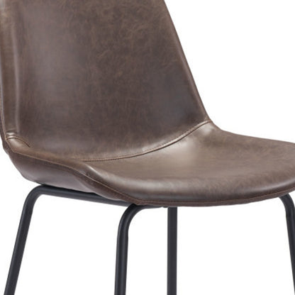 31" Brown and Black Steel Low Back Bar Height Bar Chair - Loft&Timber