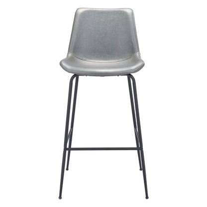 31 " Gray And Black Steel Low Back Bar Height Bar Chair - Loft&Timber