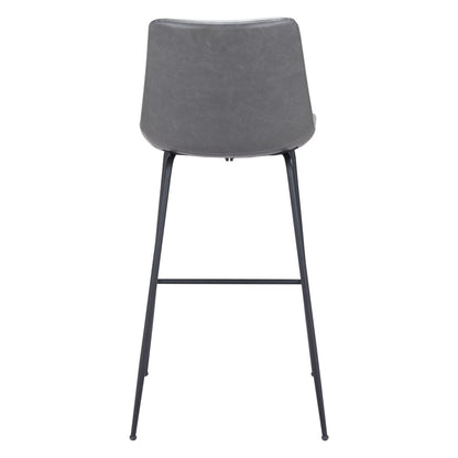 31 " Gray And Black Steel Low Back Bar Height Bar Chair - Loft&Timber