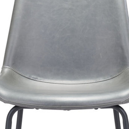 31 " Gray And Black Steel Low Back Bar Height Bar Chair - Loft&Timber
