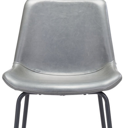 31 " Gray And Black Steel Low Back Bar Height Bar Chair - Loft&Timber