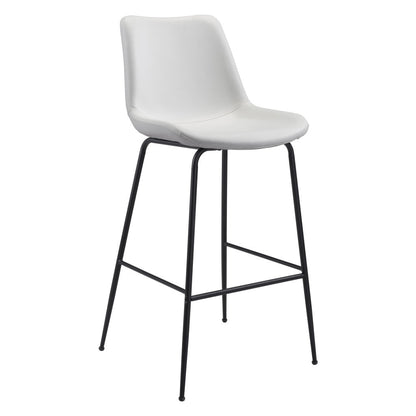31" White And Black Steel Low Back Bar Height Bar Chair - Loft&Timber