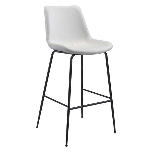 31" White And Black Steel Low Back Bar Height Bar Chair - Loft&Timber