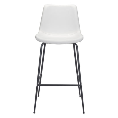 31" White And Black Steel Low Back Bar Height Bar Chair - Loft&Timber