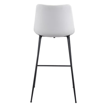 31" White And Black Steel Low Back Bar Height Bar Chair - Loft&Timber