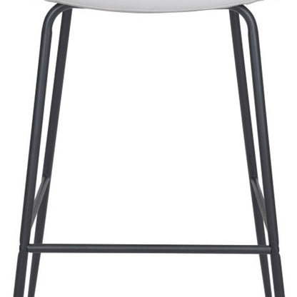 31" White And Black Steel Low Back Bar Height Bar Chair - Loft&Timber