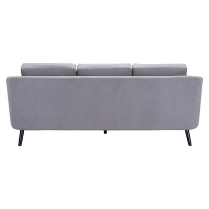 79" Gray Polyester Sofa With Black Legs-3
