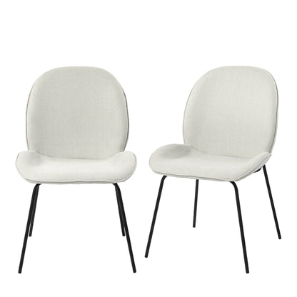 Set of Two White and Black Upholstered Fabric Dining Side Chairs - Loft&Timber