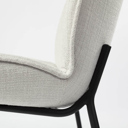 Set of Two White and Black Upholstered Fabric Dining Side Chairs - Loft&Timber