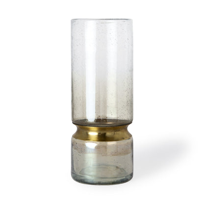 13" Gold Abstract Cylinder Metal Table Vase - Loft&Timber