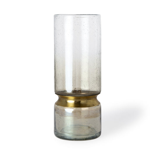 13" Gold Abstract Cylinder Metal Table Vase - Loft&Timber