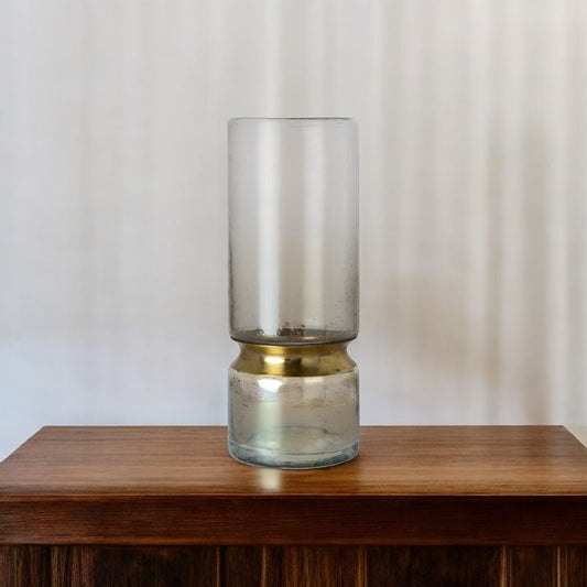 13" Gold Abstract Cylinder Metal Table Vase - Loft&Timber