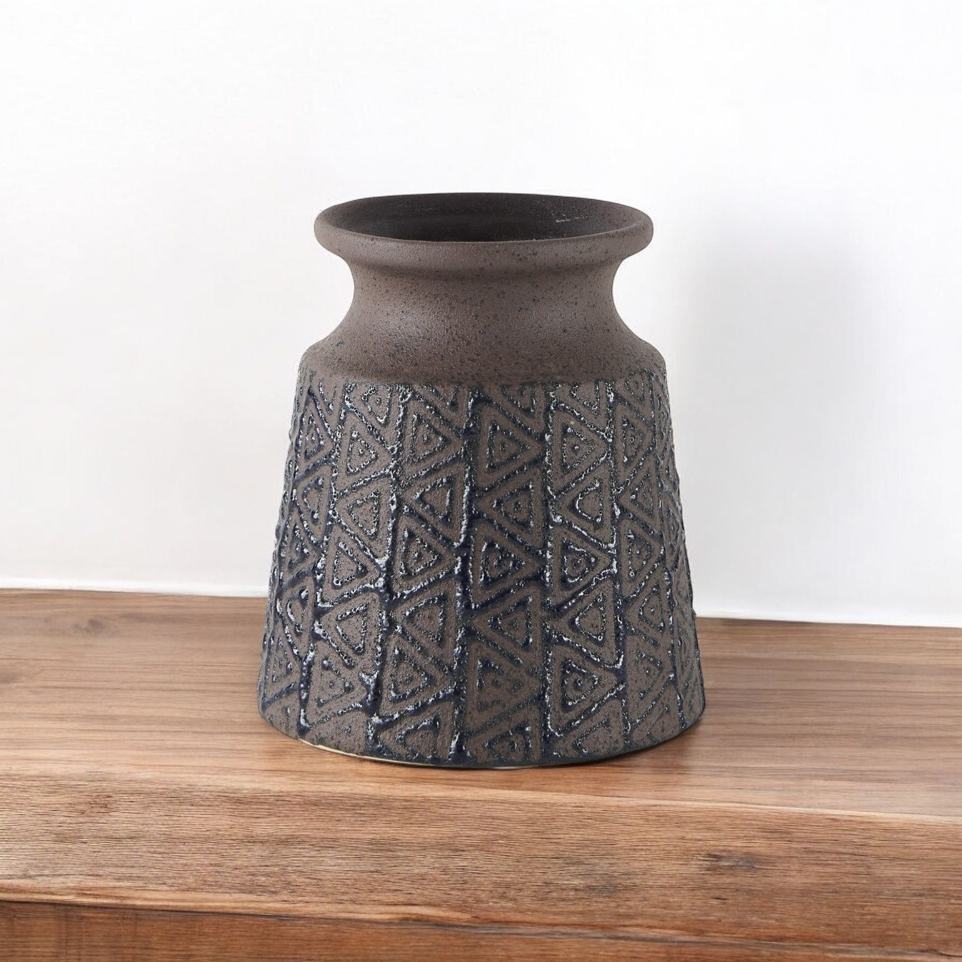 6" Brown Abstract Cylinder Ceramic Table Vase - Loft&Timber