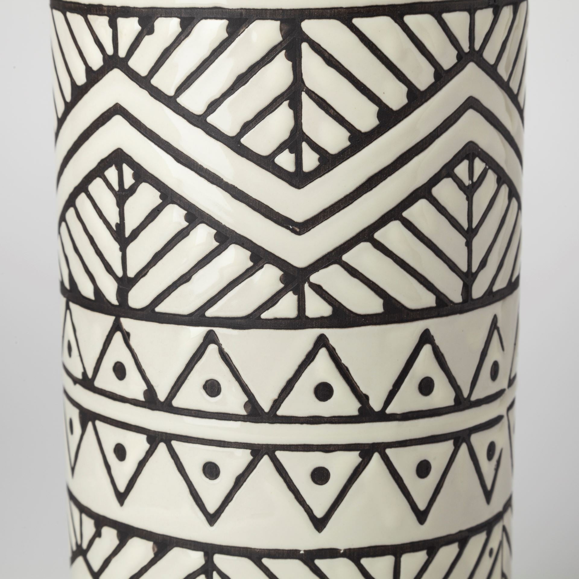 14" Cream Geometric Cylinder Ceramic Table Vase - Loft&Timber