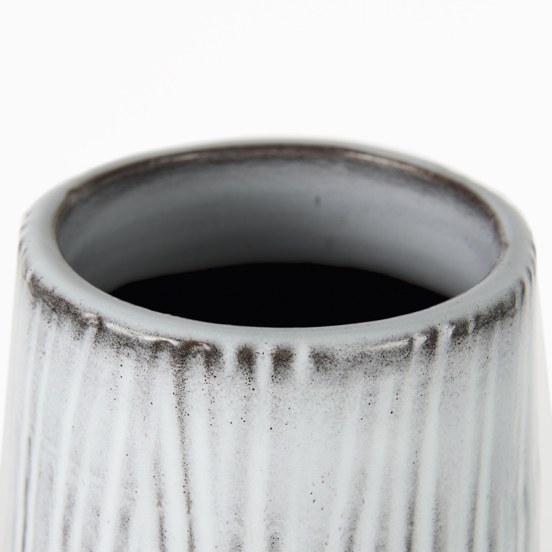 19" Black Gray And White Abstract Cylinder Ceramic Table Vase - Loft&Timber