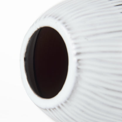 13" Black Gray And White Abstract Cylinder Ceramic Table Vase - Loft&Timber