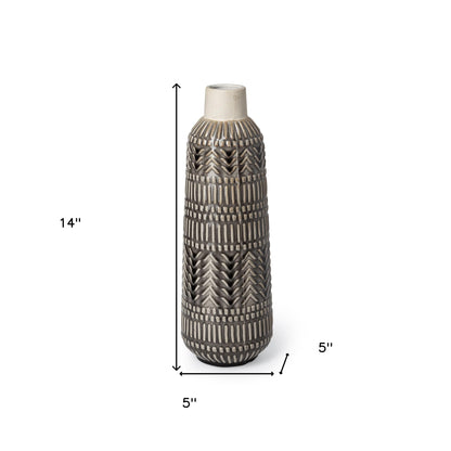 14" Gray Abstract Cylinder Ceramic Table Vase - Loft&Timber