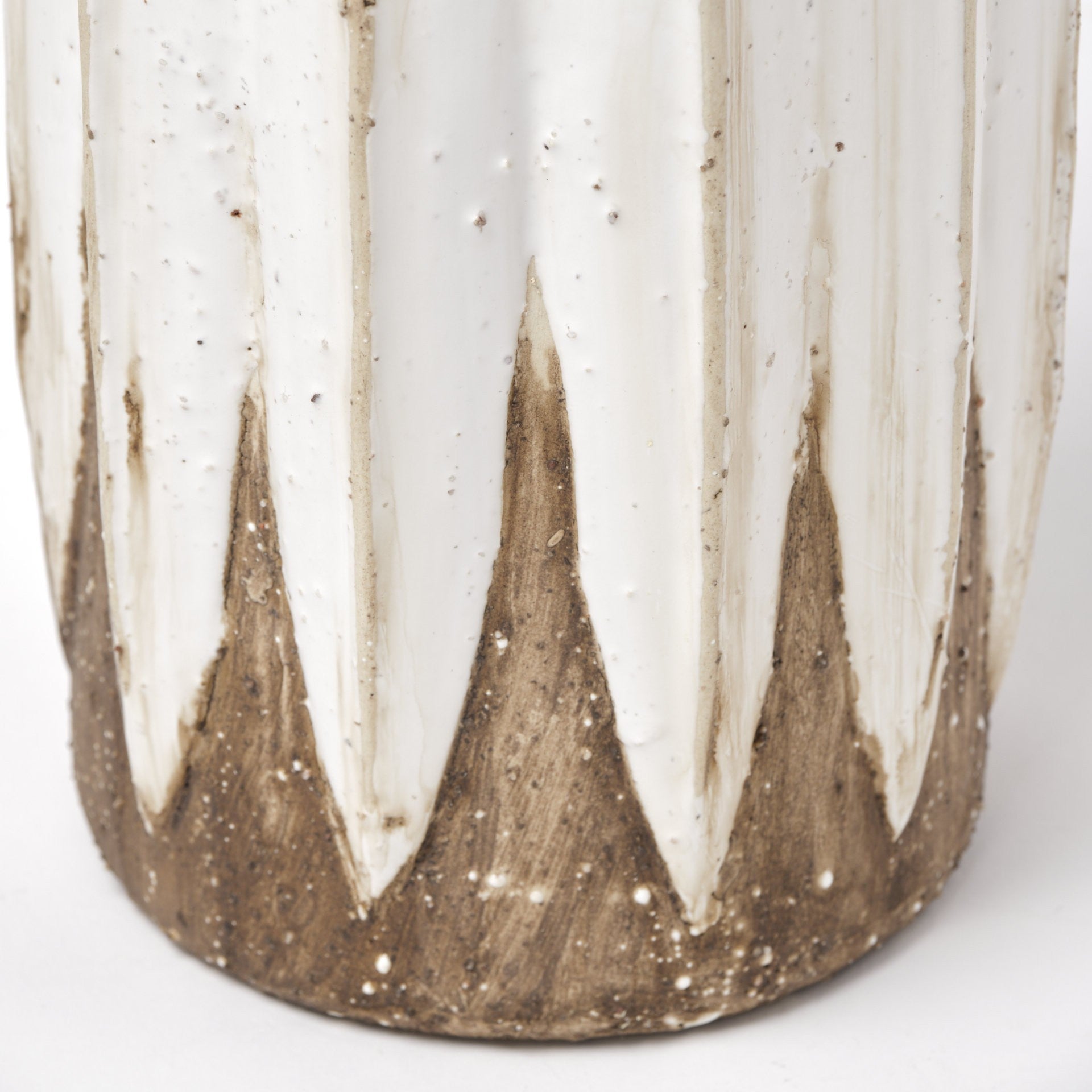 18" Brown And White Abstract Cylinder Ceramic Table Vase - Loft&Timber