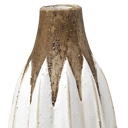 18" Brown And White Abstract Cylinder Ceramic Table Vase - Loft&Timber