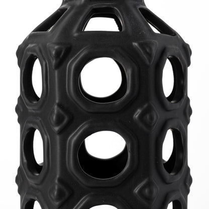 12" Black Ceramic Pierced Geometric Cylinder Table Vase - Loft&Timber