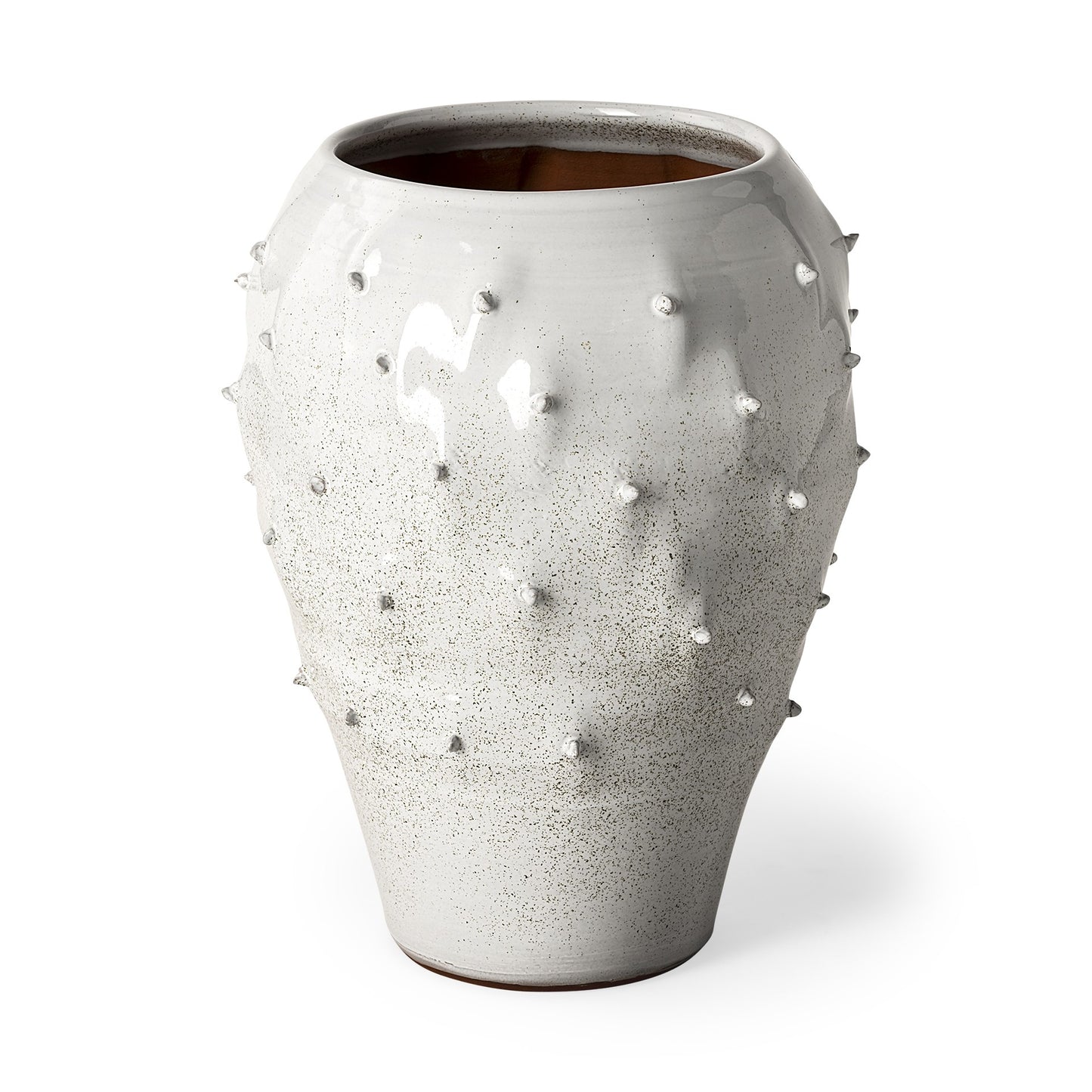14" White Abstract Cylinder Ceramic Table Vase - Loft&Timber