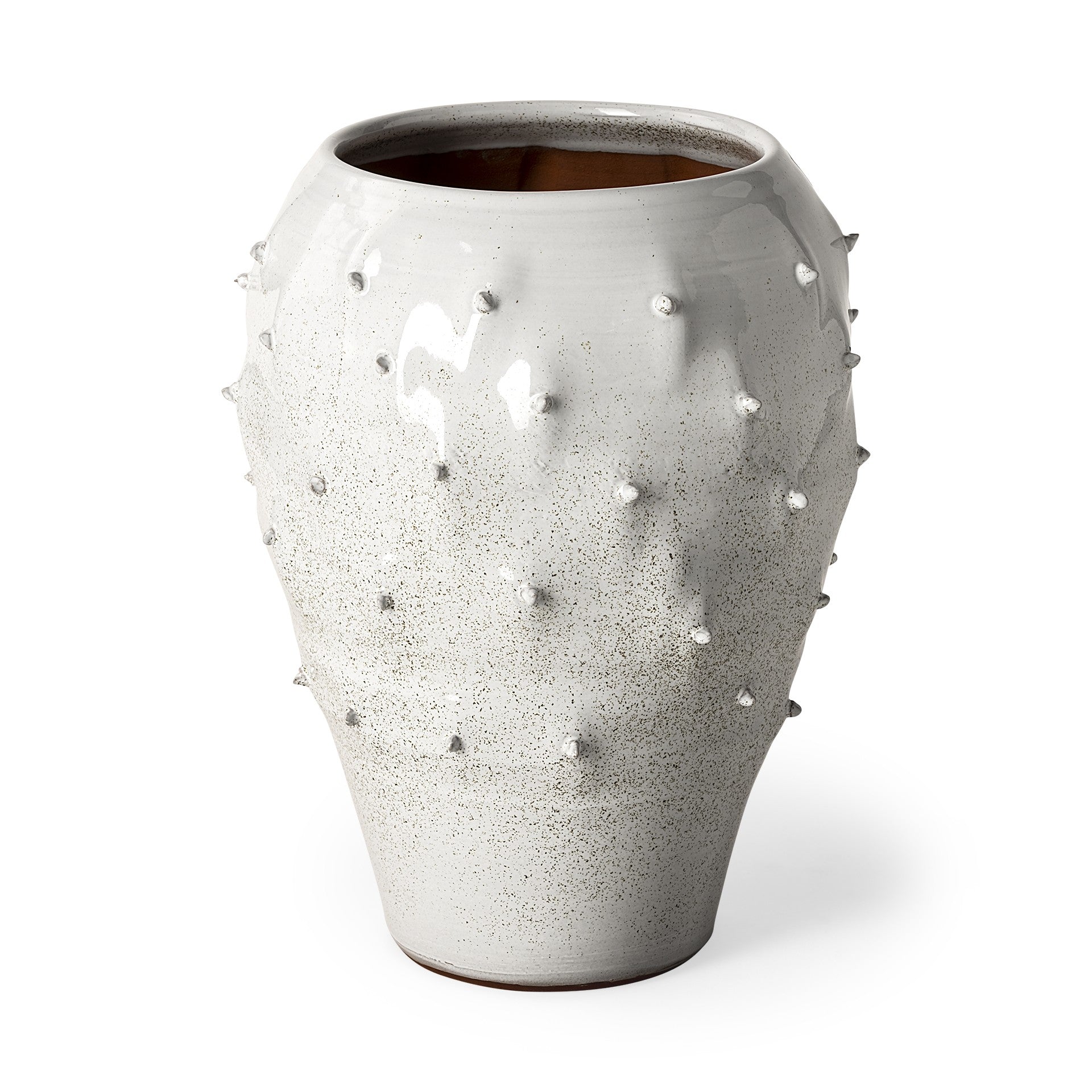 14" White Abstract Cylinder Ceramic Table Vase - Loft&Timber