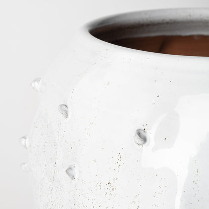 14" White Abstract Cylinder Ceramic Table Vase - Loft&Timber