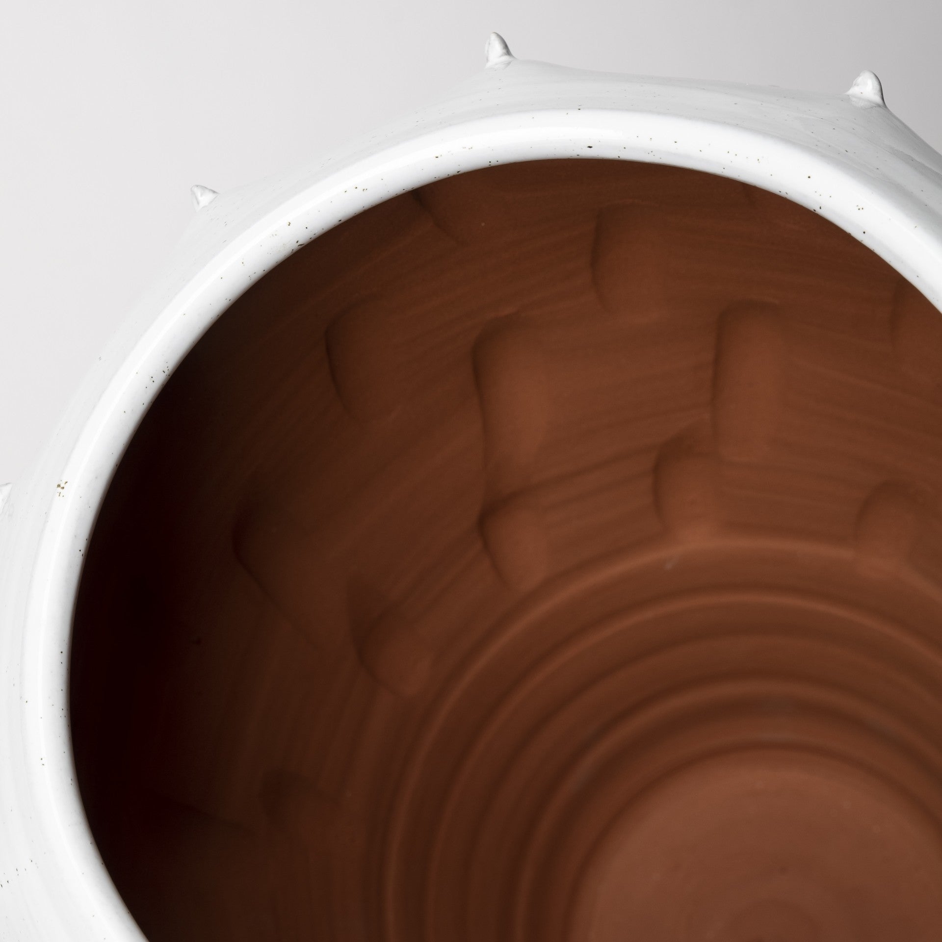 14" White Abstract Cylinder Ceramic Table Vase - Loft&Timber