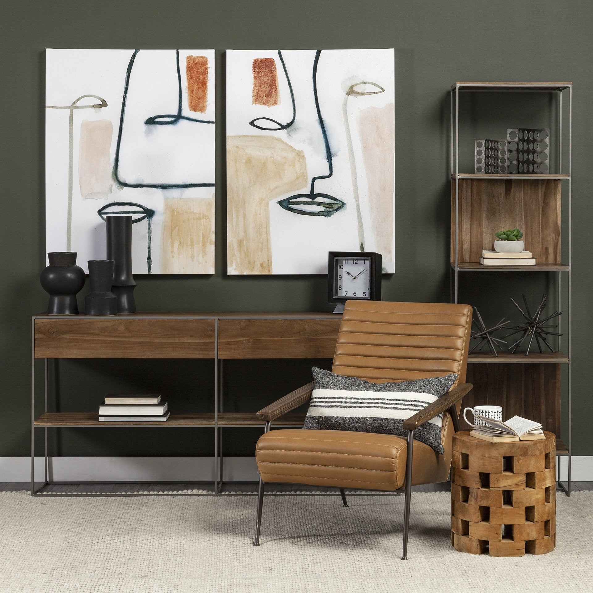 9" Black Abstract Cylinder Ceramic Table Vase - Loft&Timber