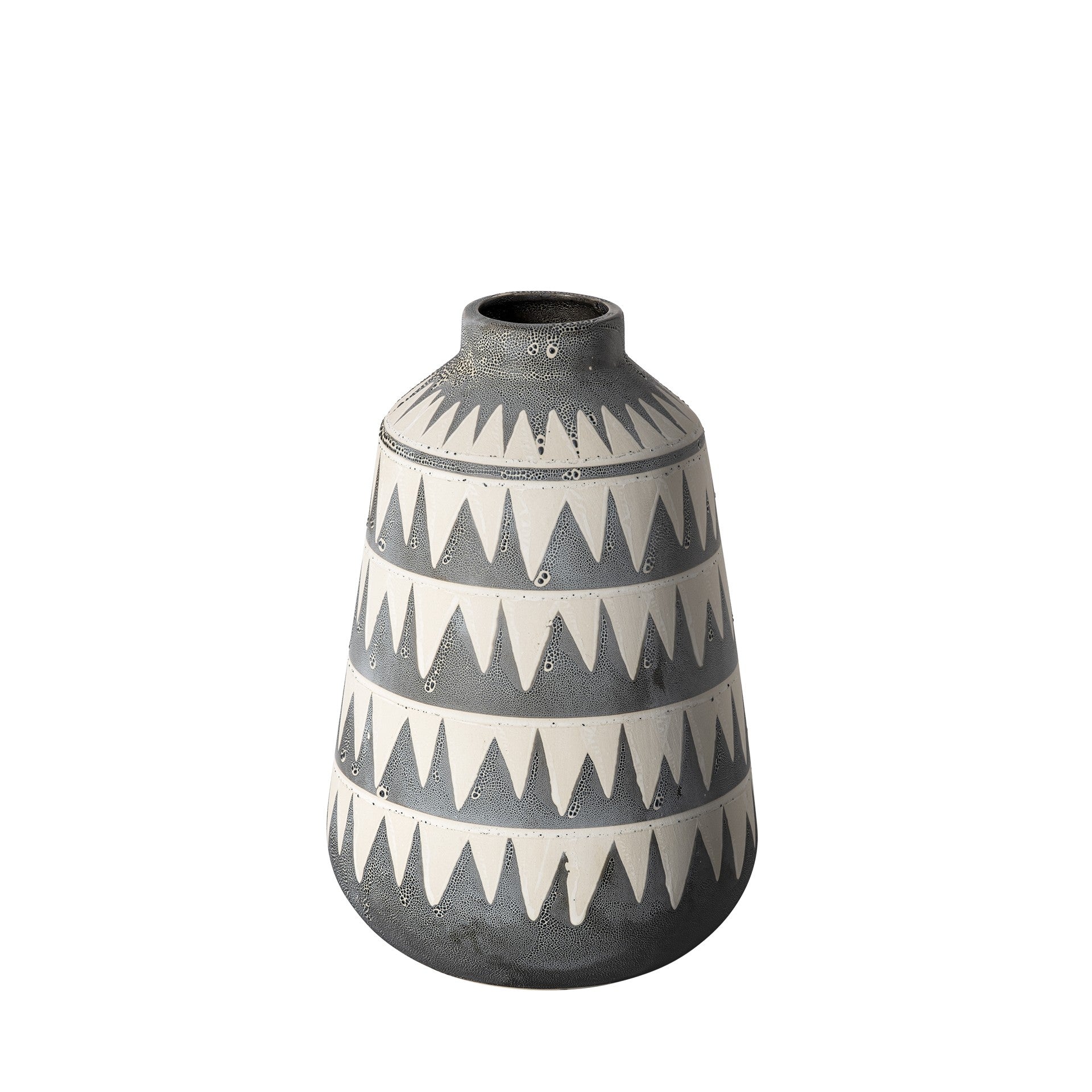 10" Gray And Ivory Abstract Cylinder Ceramic Table Vase - Loft&Timber