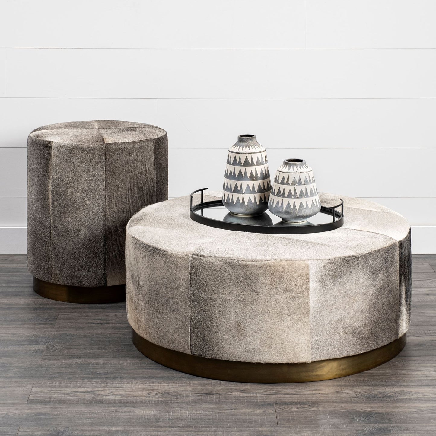 10" Gray And Ivory Abstract Cylinder Ceramic Table Vase - Loft&Timber