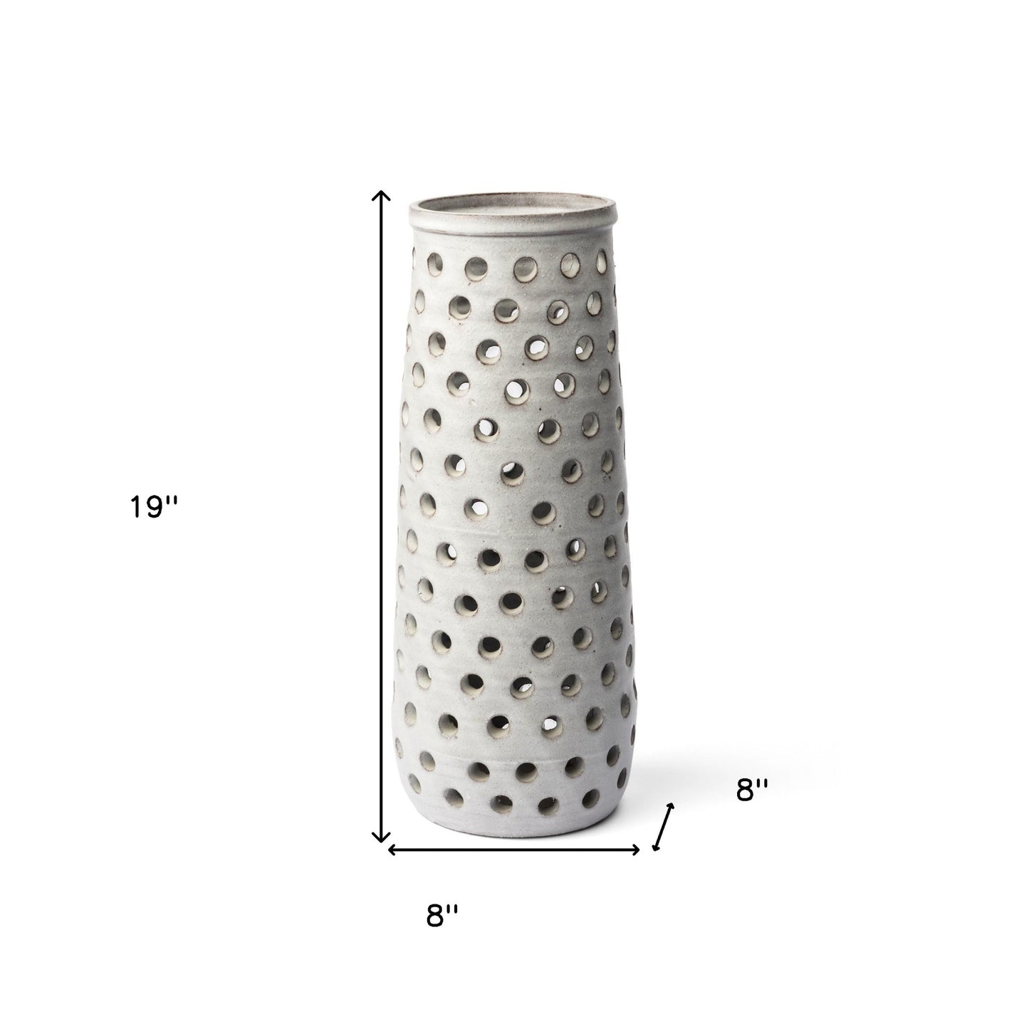 19" White Abstract Cylinder Ceramic Table Vase - Loft&Timber