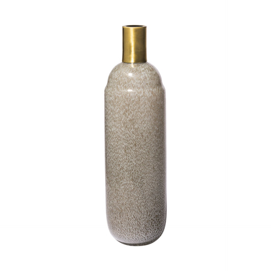 15" Brown Abstract Cylinder Crystal Glass Table Vase - Loft&Timber