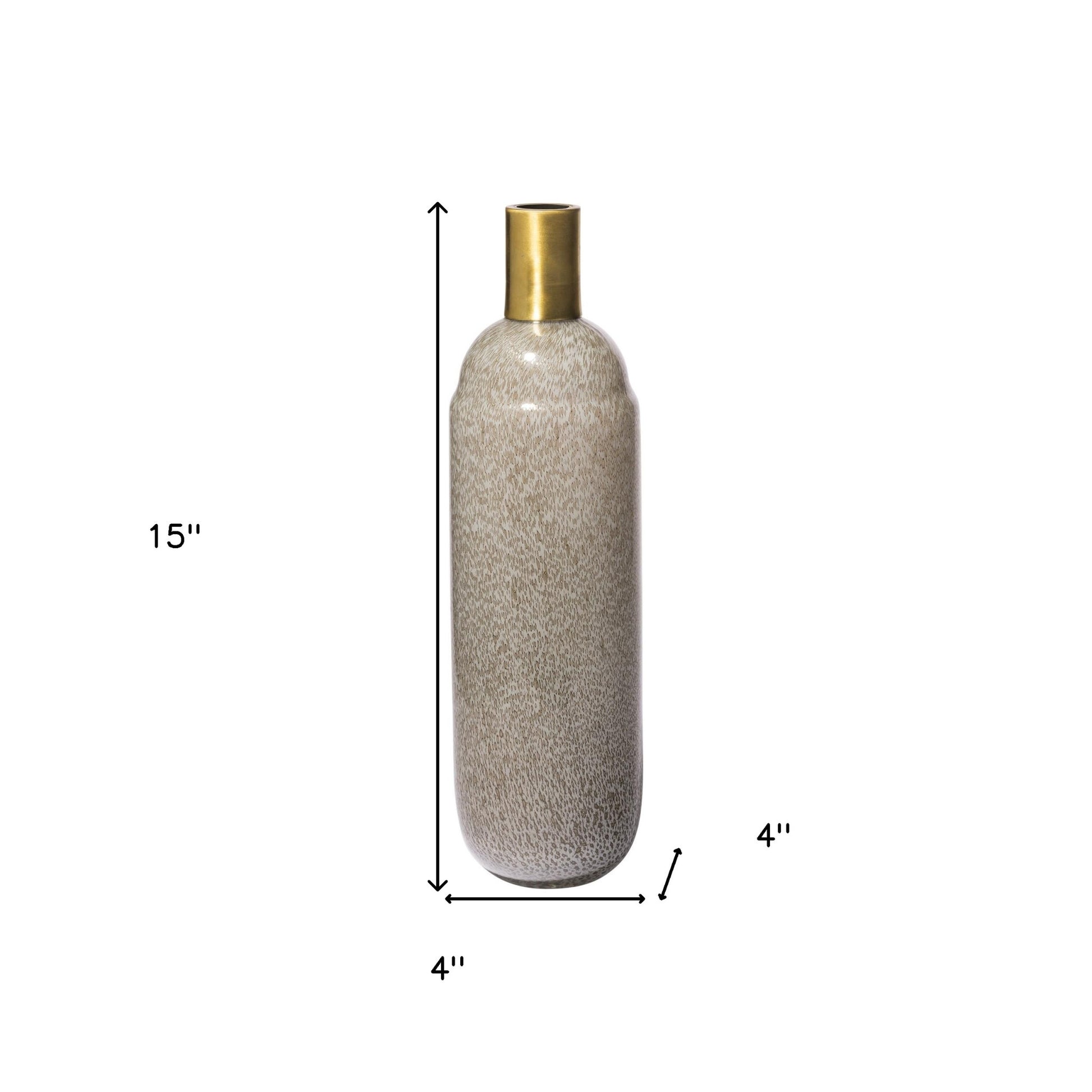 15" Brown Abstract Cylinder Crystal Glass Table Vase - Loft&Timber