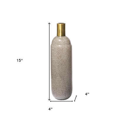 15" Brown Abstract Cylinder Crystal Glass Table Vase - Loft&Timber