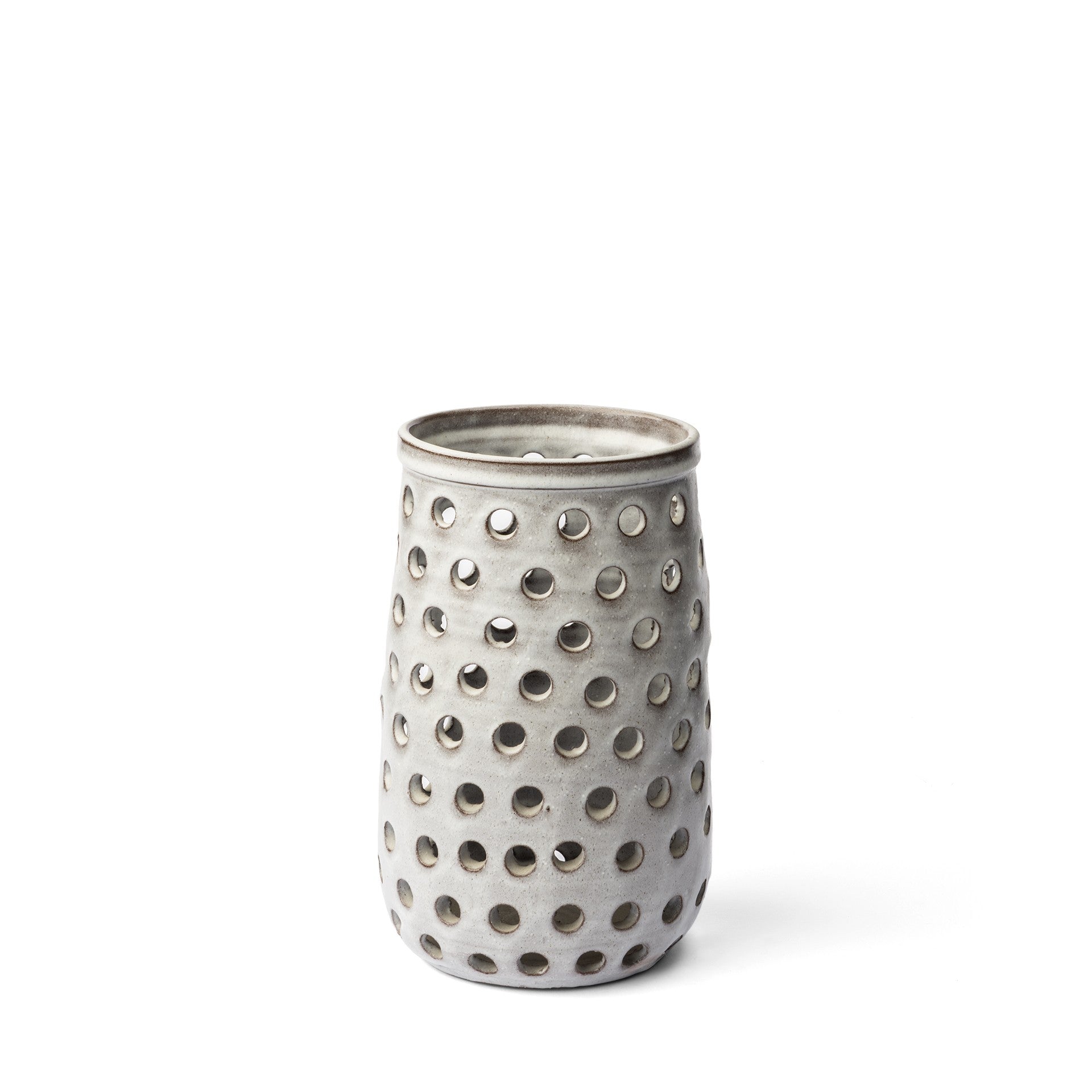 12" White Abstract Cylinder Ceramic Table Vase - Loft&Timber