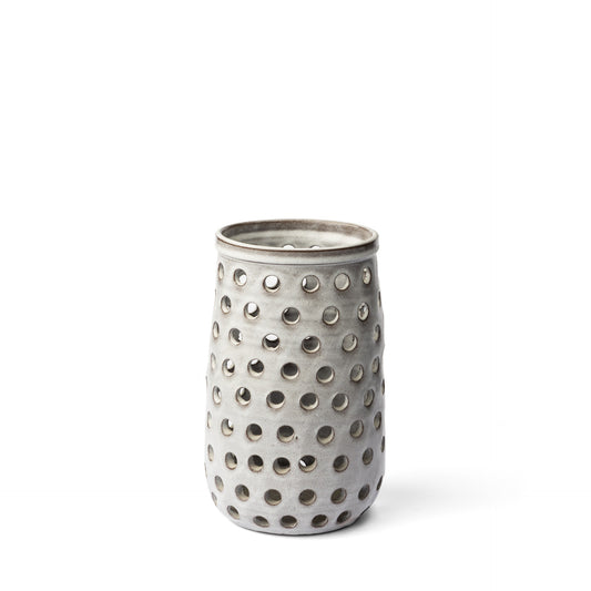 12" White Abstract Cylinder Ceramic Table Vase - Loft&Timber