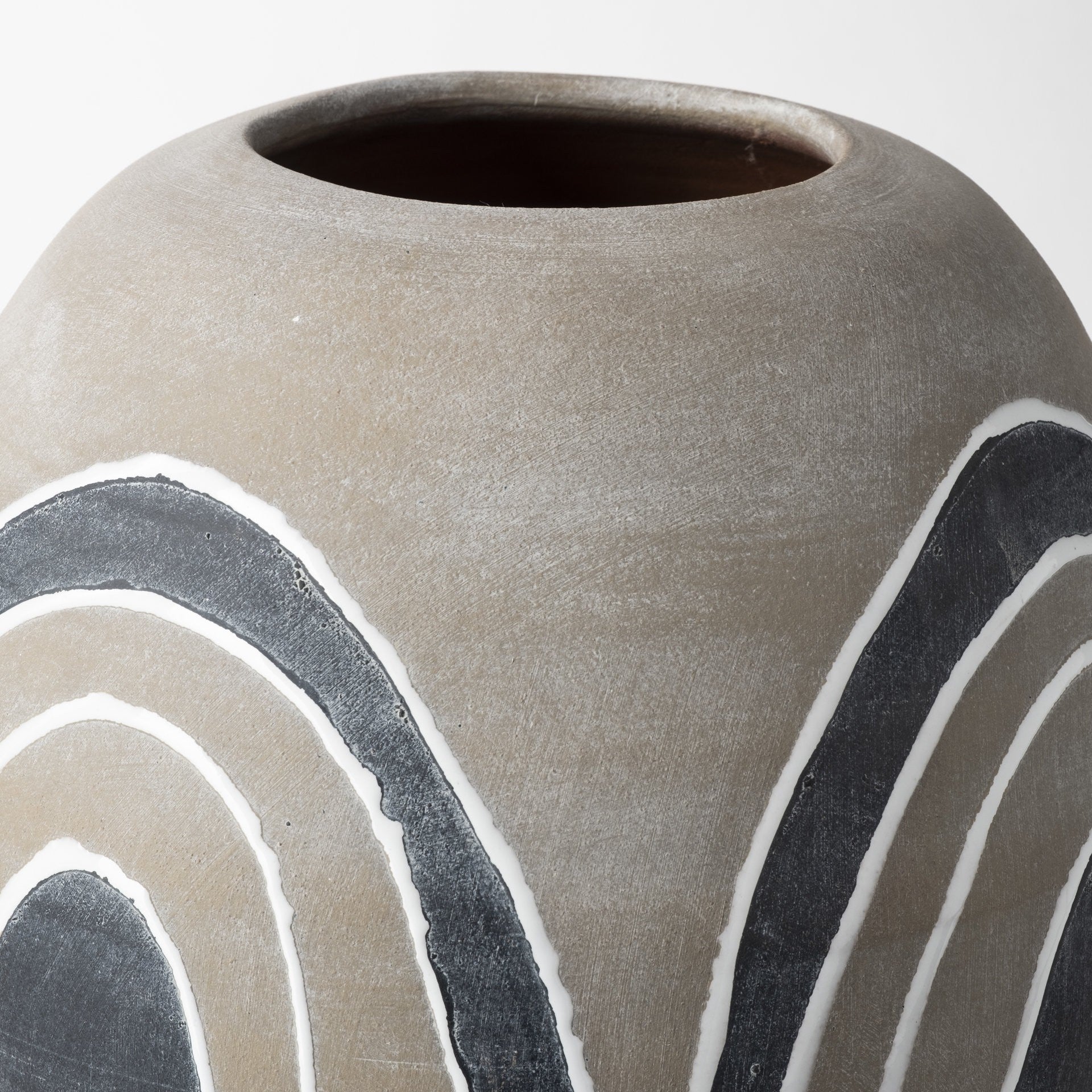 10" Brown And White Abstract Cylinder Ceramic Table Vase - Loft&Timber