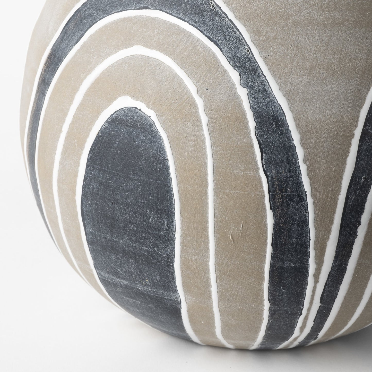 10" Brown And White Abstract Cylinder Ceramic Table Vase - Loft&Timber