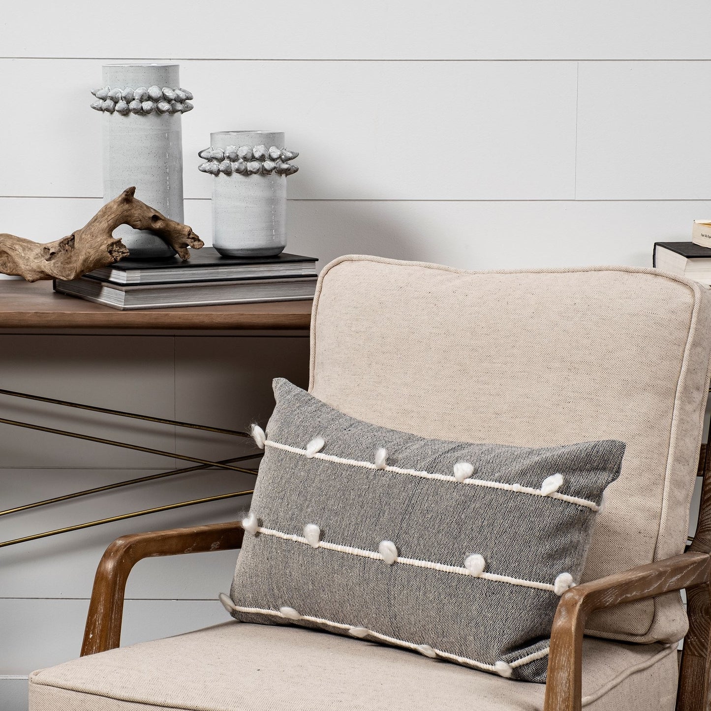 7" Gray Abstract Cylinder Ceramic Table Vase - Loft&Timber