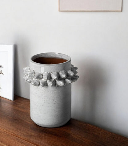 7" Gray Abstract Cylinder Ceramic Table Vase - Loft&Timber