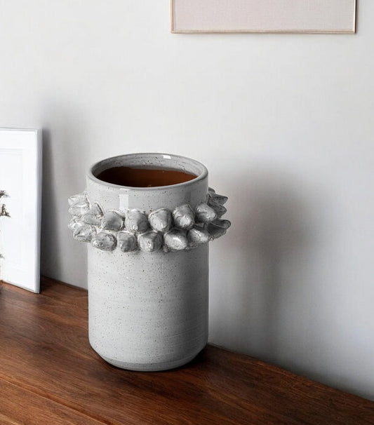 7" Gray Abstract Cylinder Ceramic Table Vase - Loft&Timber