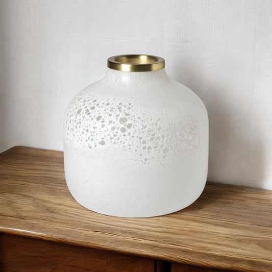 8" White Abstract Cylinder Crystal Glass Table Vase - Loft&Timber