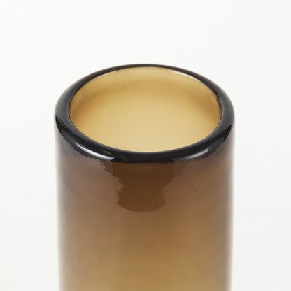 12" Brown Cylinder Crystal Glass Table Vase - Loft&Timber