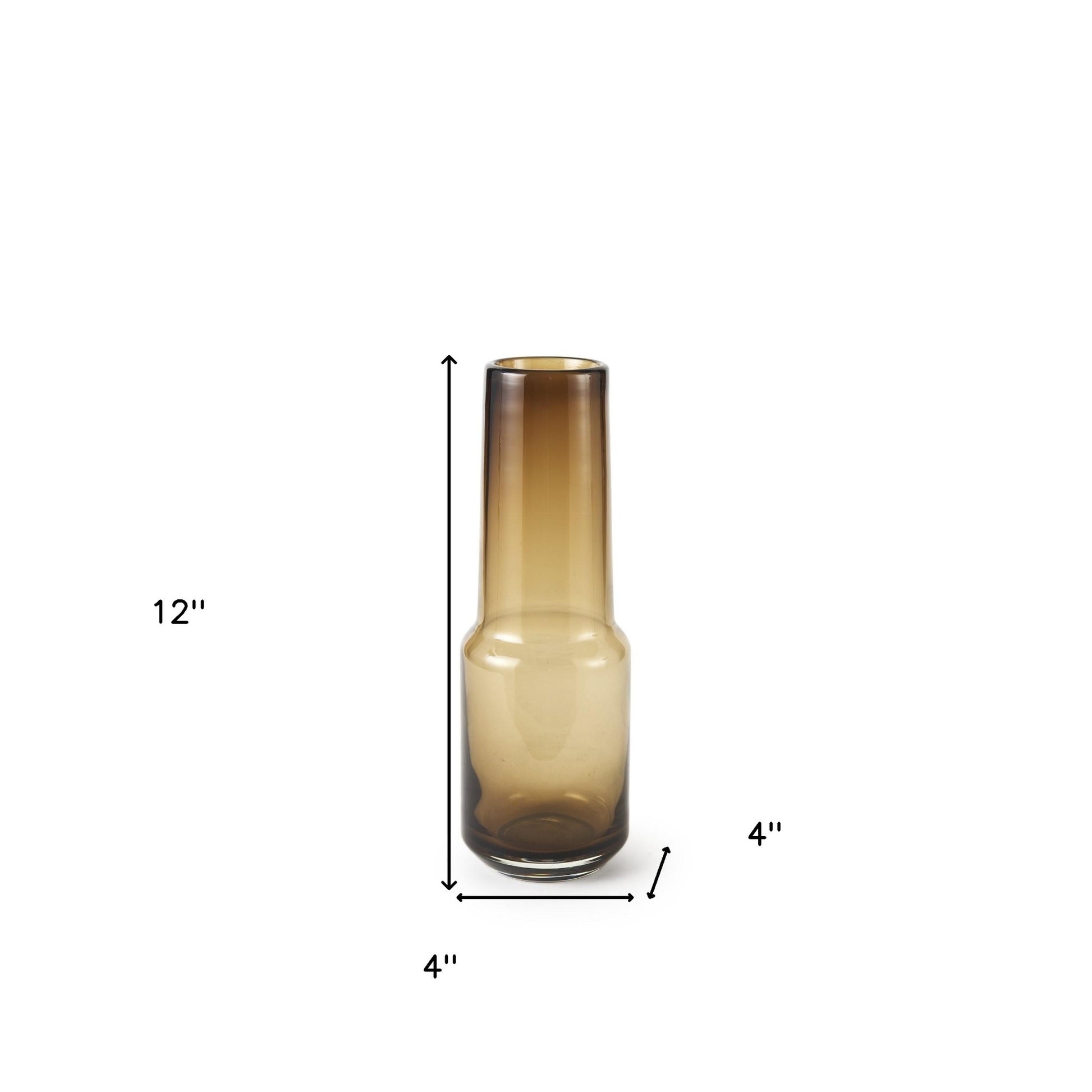12" Brown Cylinder Crystal Glass Table Vase - Loft&Timber