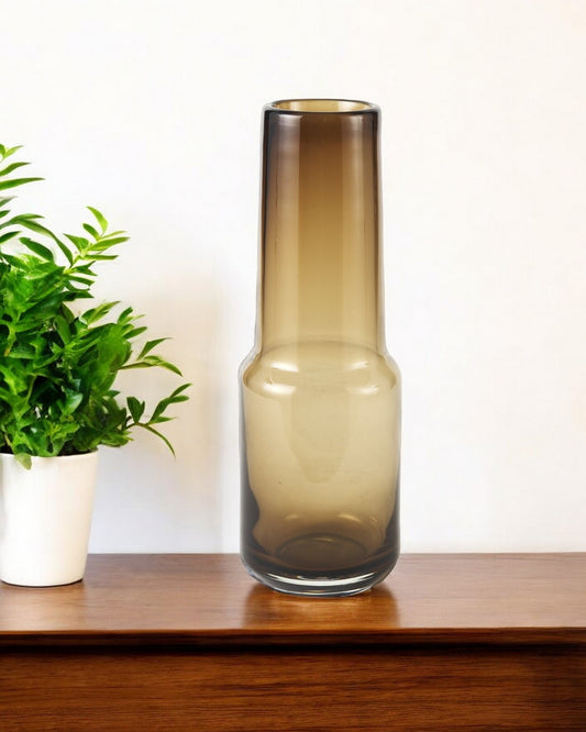 12" Brown Cylinder Crystal Glass Table Vase - Loft&Timber