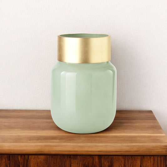 12" Green Abstract Cylinder Crystal Glass Table Vase - Loft&Timber