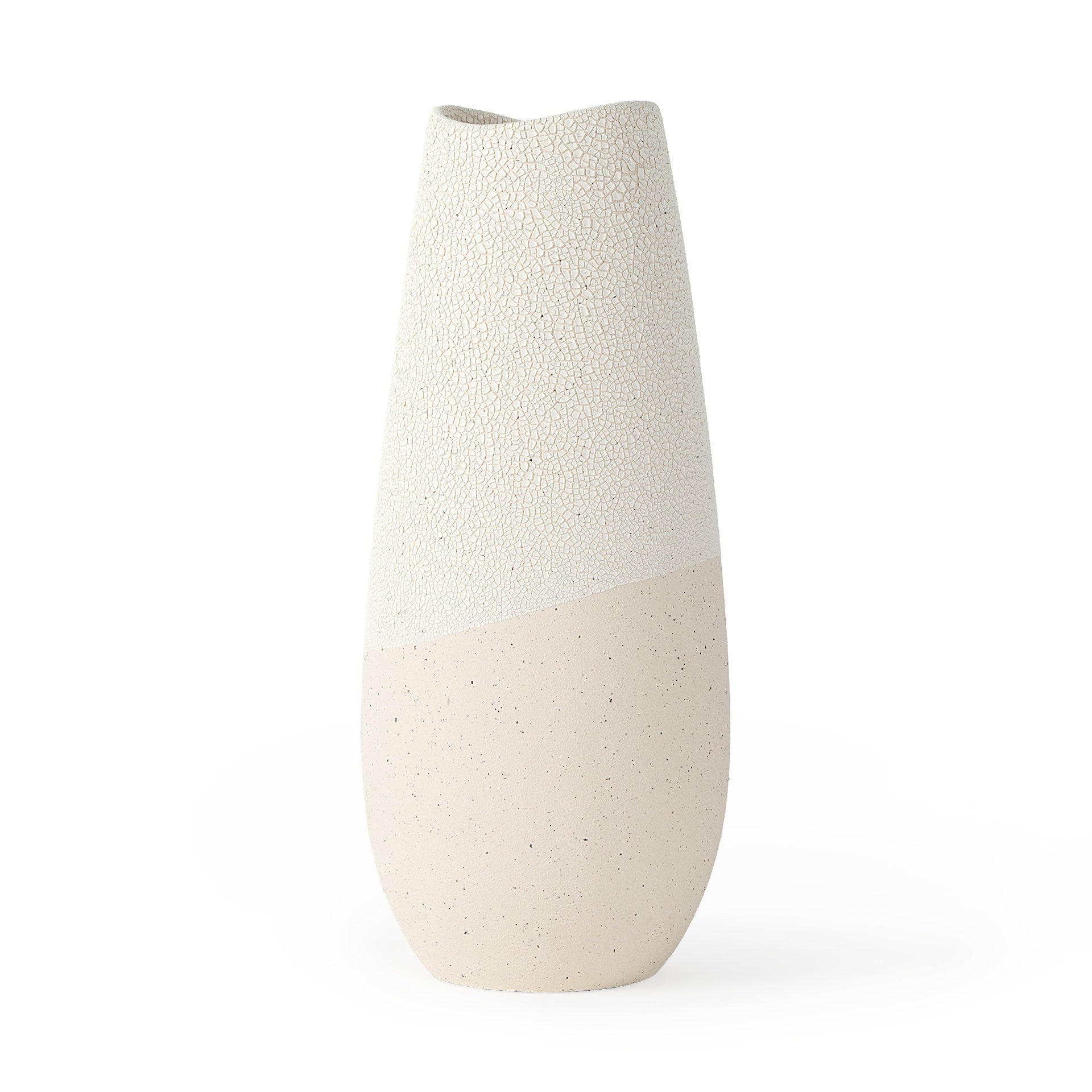 14" Cream Abstract Cylinder Ceramic Table Vase - Loft&Timber