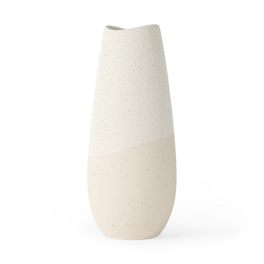 14" Cream Abstract Cylinder Ceramic Table Vase - Loft&Timber